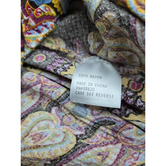 Christian Siriano Womens Paisley Print Long Sleeve Cropped Top M 100% Rayon Mult - Picture 3 of 4
